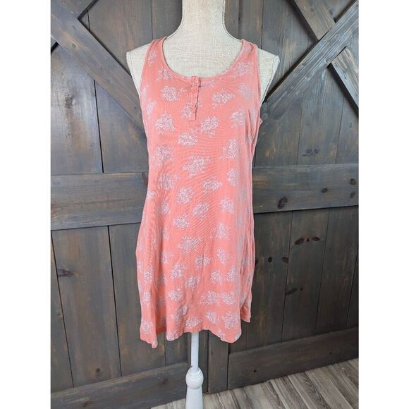 Charter Club Intimates Nightgown Women's Small Coral Floral Cotton Sleeveless - Picture 1 of 9